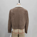 Load image into Gallery viewer, Suede Fleece Jacket Women Brown Sherpa Lined Coat N5A775