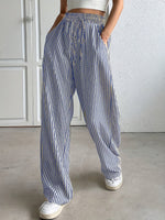 Load image into Gallery viewer, Striped Relaxed Fit Drawstring Pants Women N6D148