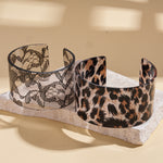 Load image into Gallery viewer, Acrylic Leopard Print Geometric Open Cuff Bangle N6F284