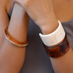 Load image into Gallery viewer, Iridescent Resin Geometric Open Cuff Bangle N6F283