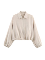 Load image into Gallery viewer, Puff Hem Zip Up Baseball Jacket Women N6A150