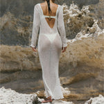 Load image into Gallery viewer, Sheer Vacation Cover-up Backless Knit Dress Women N6A058