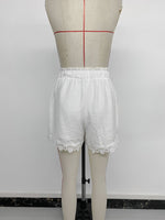 Load image into Gallery viewer, Vacation Drawstring Waist Ruffle Trim Shorts Women N6C258