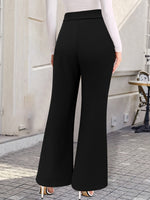 Load image into Gallery viewer, Black Flare Pants Office Casual High Waist Wide Leg N5A900