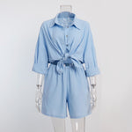 Load image into Gallery viewer, Vacation Long Sleeve Shirt Shorts Lounge Set Women N6A109