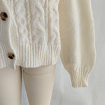 Load image into Gallery viewer, Office Cable Knit Cardigan Women Retro Button Front N5A871