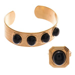 Load image into Gallery viewer, Ellipse Ring Bracelet Set Steel Gold Plated Vintage S5P178
