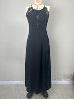 Load image into Gallery viewer, Black Lace Halter High Slit Long Evening Gown Women N5A959
