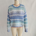 Load image into Gallery viewer, Striped Rainbow Sweater Women Color Gradient Faux N5A865