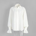 Load image into Gallery viewer, Lyocell Button Down Blouse Loose Bell Sleeve Shirt N6A136
