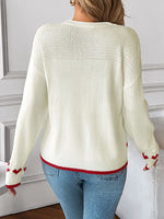 Load image into Gallery viewer, White Heart Jacquard Sweater Knit Layering Pullover N5A814