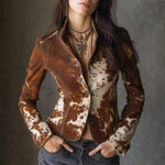 Load image into Gallery viewer, Collar Print Single-Breasted Blazer Jacket Women N5A617