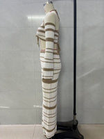 Load image into Gallery viewer, Striped Halter Long Sleeve Skirt Set Women N6A057
