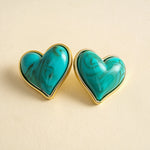 Load image into Gallery viewer, Womens Vintage Marbled Heart Acrylic Stud Earrings N6K152