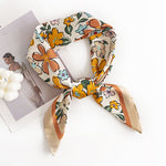 Load image into Gallery viewer, Floral Print Faux Silk Square Scarf M5A245