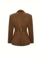 Load image into Gallery viewer, Suede Texture French Button Long Sleeve Blazer Women N6G294