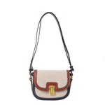Load image into Gallery viewer, Contrast Panel Saddle Shoulder Bag Canvas Polyester S5P334