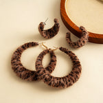 Load image into Gallery viewer, Womens Vintage Leopard Print Faux Horsehair Hoop Earrings N6K172