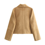 Load image into Gallery viewer, Dark Brown Suede Jacket Chanel inspired Two Pocket N5A741