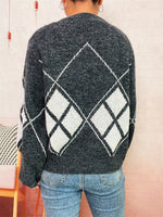 Load image into Gallery viewer, Diamond Color Block Sweater Loose Fit Round Neck N5A828