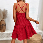 Load image into Gallery viewer, Red Slip Dress Women Ruffle Sleeveless Short N5A930