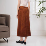 Load image into Gallery viewer, Vintage Suede Single-Breasted Skirt Women N5A701