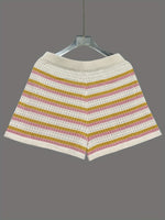 Load image into Gallery viewer, Knit Striped Lapel Short Sleeve Set Women N6D094