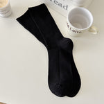 Load image into Gallery viewer, Solid Color Ribbed Crew Socks Women Cotton Stackable M5A309