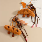 Load image into Gallery viewer, Cartoon Plush Baguette Croissant Keychain Bag Charm S5P945