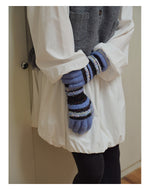 Load image into Gallery viewer, Multi Material Striped Fingerless Gloves Women S5P679