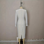 Load image into Gallery viewer, White Tweed-Look Knit Dress Women Long Sleeve N5A903