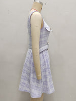 Load image into Gallery viewer, Purple A Line Belted Umbrella Dress Women N5A920