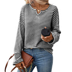 Load image into Gallery viewer, Striped Waffle Knit Top Women Casual T-Shirt N6A203