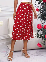 Load image into Gallery viewer, Printed Heart Polka Dot Slit Midi Pencil Skirt N6A124