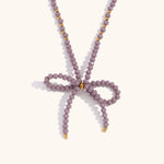 Load image into Gallery viewer, Crystal Bow Necklace Steel Gold Plated Delicate S5P231
