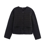 Load image into Gallery viewer, Black Yellow Plaid Cotton Jacket Women Round Neck N5A740