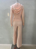 Load image into Gallery viewer, Hooded Zip-Up Sweatshirt and Pants Set Women N6D078