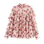 Load image into Gallery viewer, Retro Floral Layered Blouse Women N6C116
