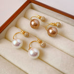 Load image into Gallery viewer, 2-in-1 Zircon Faux Pearl Stud Earrings Real Gold Plated N6H156
