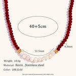 Load image into Gallery viewer, Pearl Crystal Necklace Steel Gold Plated Shell S5P237