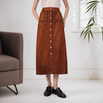 Load image into Gallery viewer, Vintage Suede Single-Breasted Skirt Women N5A701