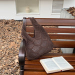 Load image into Gallery viewer, Knit Openwork Diamond Tote Bag Women N6C056