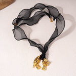 Load image into Gallery viewer, Fabric Scarf Oil-Drip Leopard Pendant Necklace N6H135