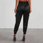 Load image into Gallery viewer, Cargo Pants Women Black High Waist Jogger N5A494