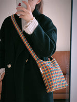 Load image into Gallery viewer, Retro Plaid Wool Crossbody Bag Women Small S5P644