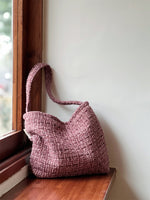 Load image into Gallery viewer, Dusty Pink Tweed Shoulder Bag Women Vintage Woven S5P705