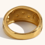 Load image into Gallery viewer, Star Moon Ring Steel White Crystal Microset S5P248