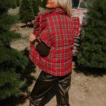 Load image into Gallery viewer, Quilted Plaid Vest Women Red N5A515