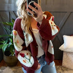 Load image into Gallery viewer, Color Block Floral Button Cardigan Lightweight Brown N5Z700
