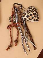 Load image into Gallery viewer, Leopard Heart Bow Woven Rope Bag Charm Keychain S5P928